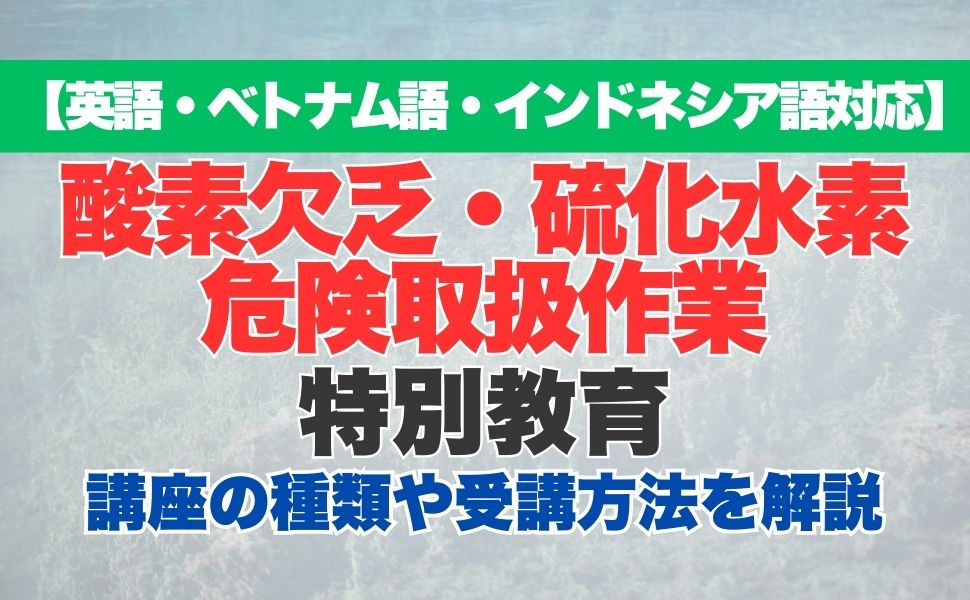 【英語・ベトナム語・インドネシア語対応】酸素欠乏・硫化水素危険取扱作業特別教育の特徴や受講方法などを解説